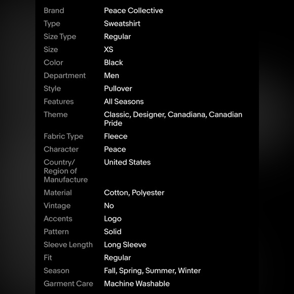 XS Peace Collective Black HOME IS TORONTO Crewneck Sweatshirt - Picture 6 of 6